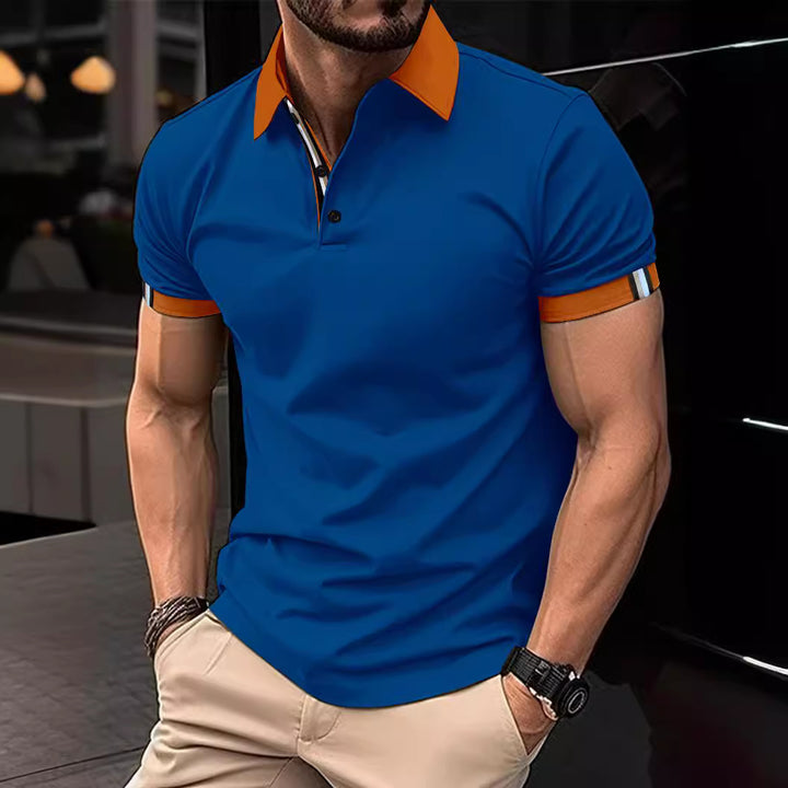 Herrer Poloshirt med moderne krave og farvede accenter Stilla