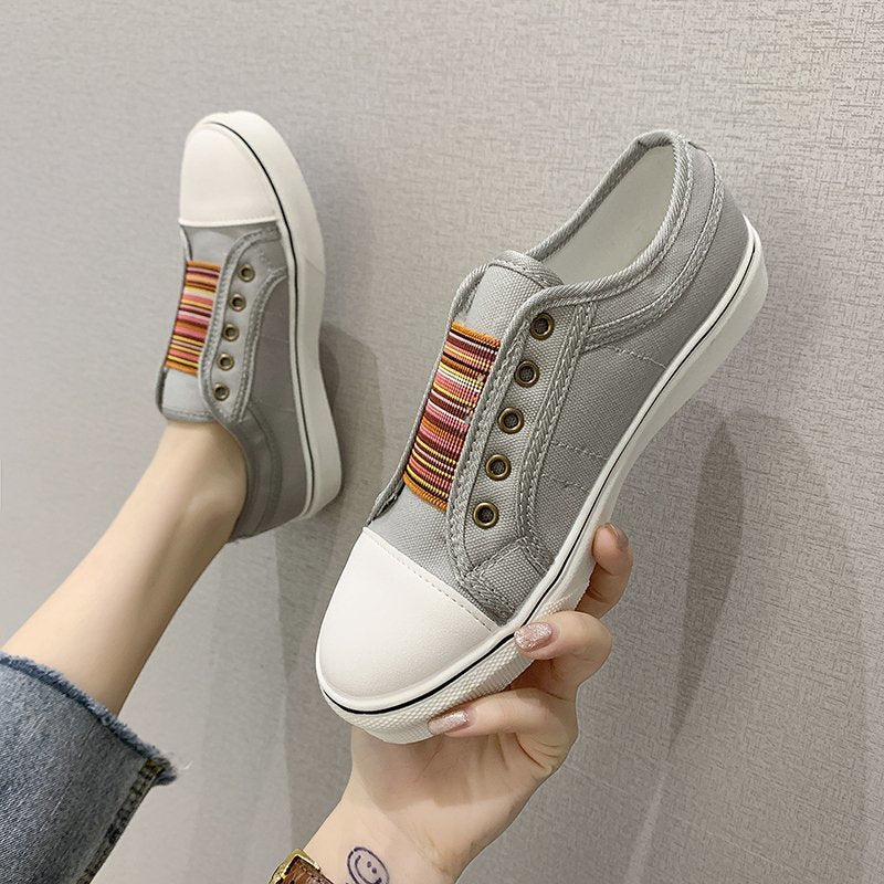 Dame modische Sneakers med bred elastisk indtræksåbning og farverigt stribedesign Stilla