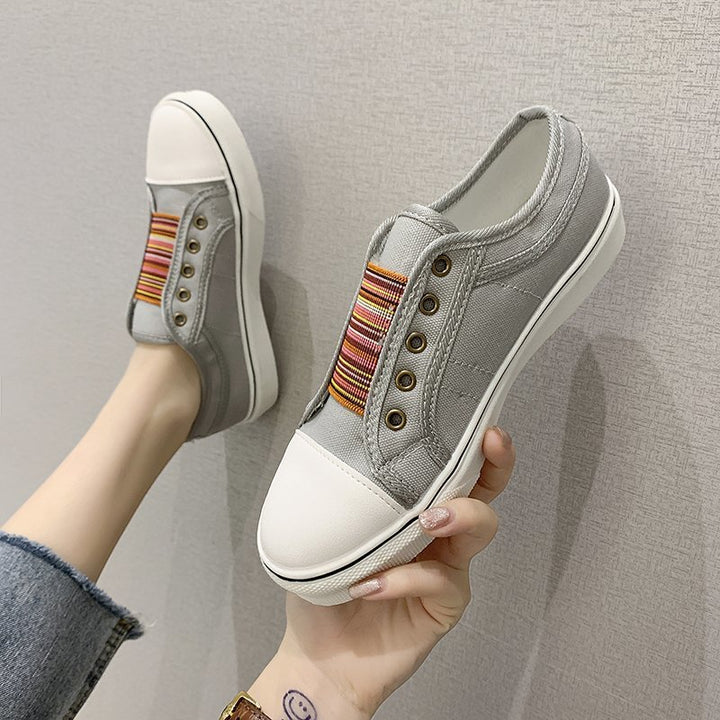 Dame modische Sneakers med bred elastisk indtræksåbning og farverigt stribedesign Stilla