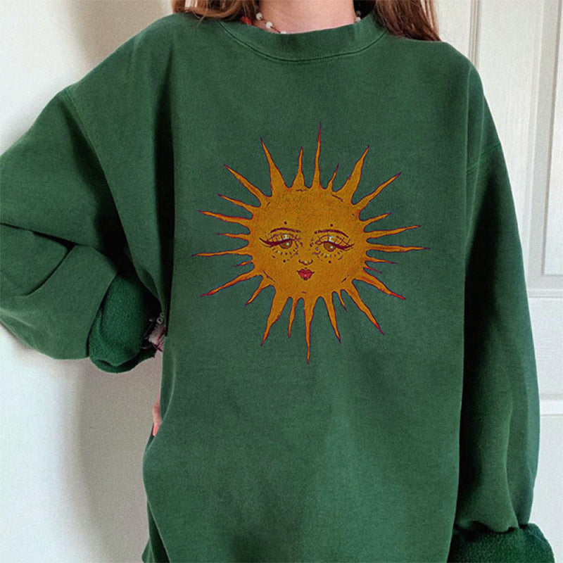 Dame Oversized Sweatshirt med unikt solmotiv Stilla