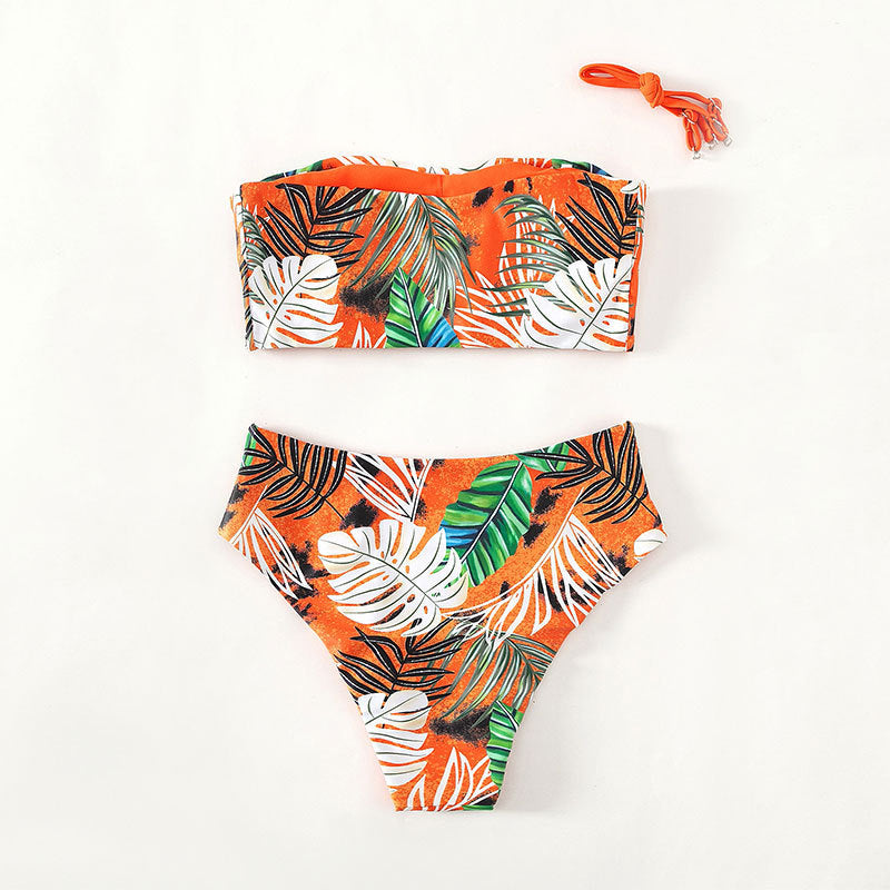 Dame Bikini-sæt med bandeau top og højskårede bukser Stilla