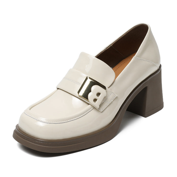 Dame Chunky Hæl Slip-On Loafers med dekorativt spænde-detalje Stilla