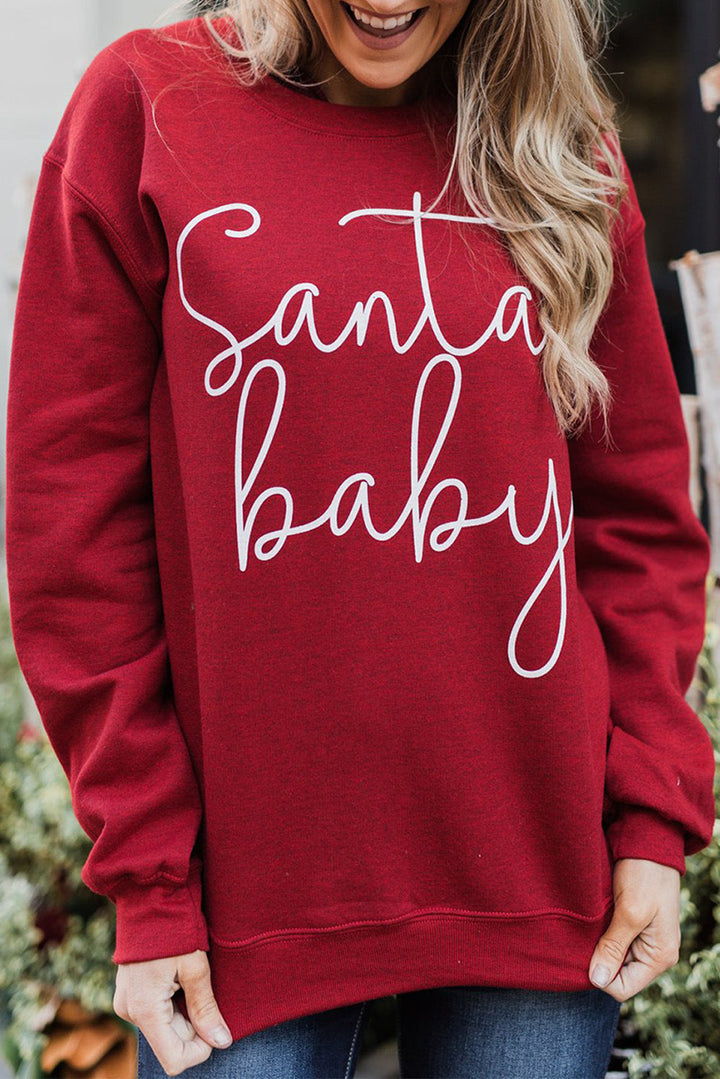 Stilla | Santa Baby Trykt Rund Hals Trøje