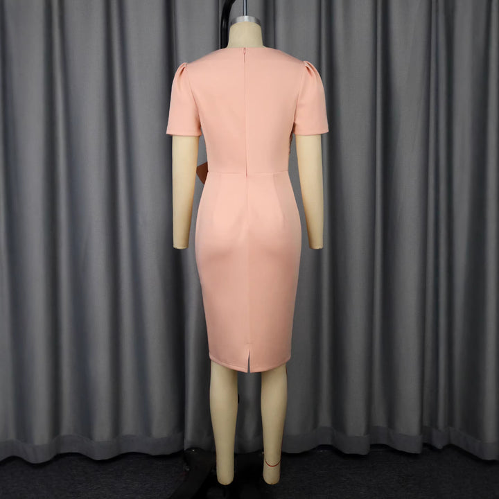 Dame Elegant Dekoreret Midi-Kjole med Sløjfedetail Skovae