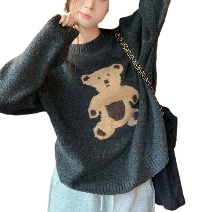 Kvindernes strikkede sweater med bjørnemotiv Stilla