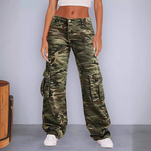Dame Cargo-bukser i urban camouflage-stil med praktiske sidelommer Stilla