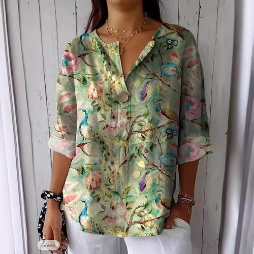 Damebluse med farverigt blomsterprint Stilla