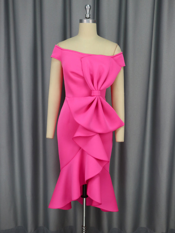 Dame Elegant omslagkjole med volan og off-shoulder design Skovae