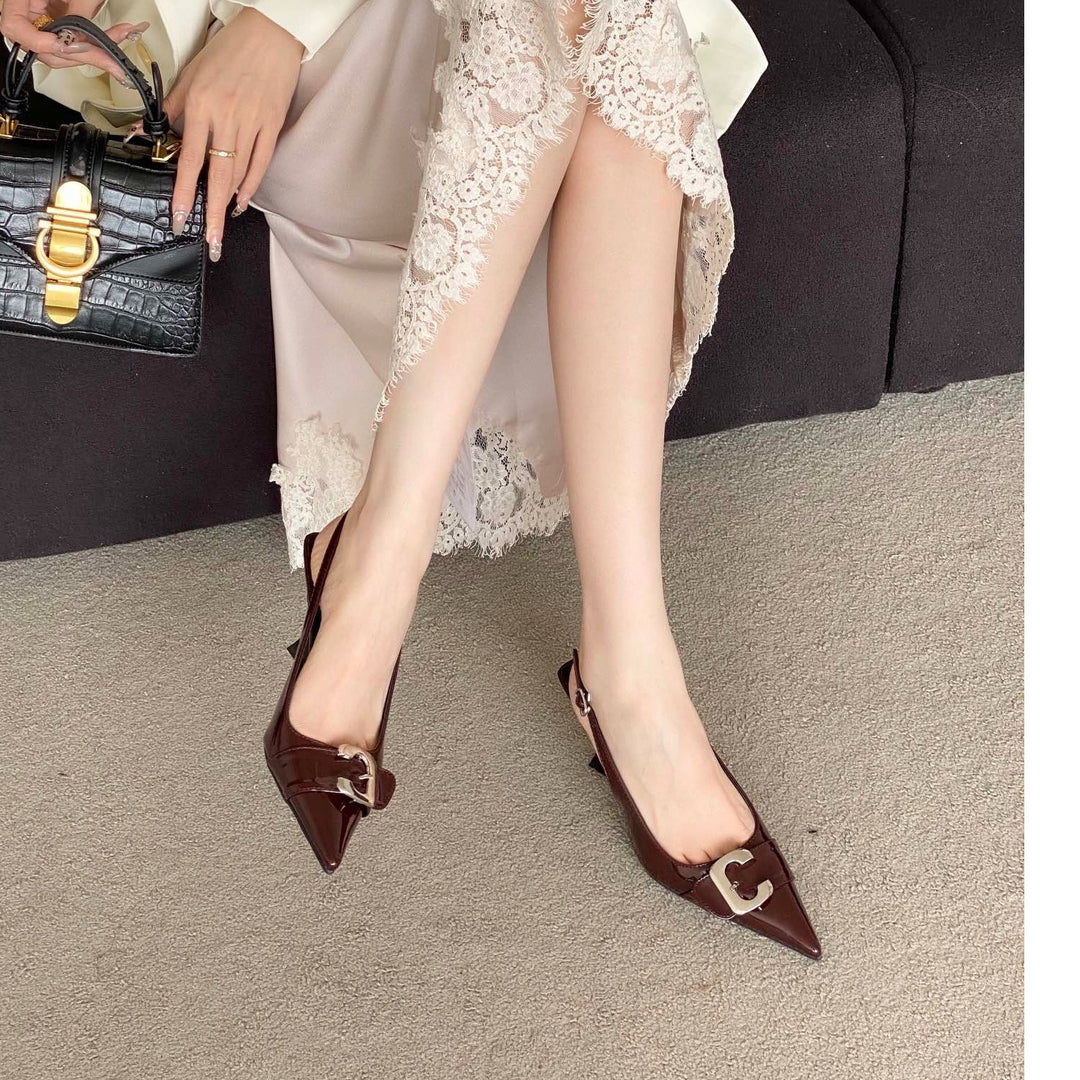 Femme Spidsede Slingback Hæle med Spænde-Detalje Stilla