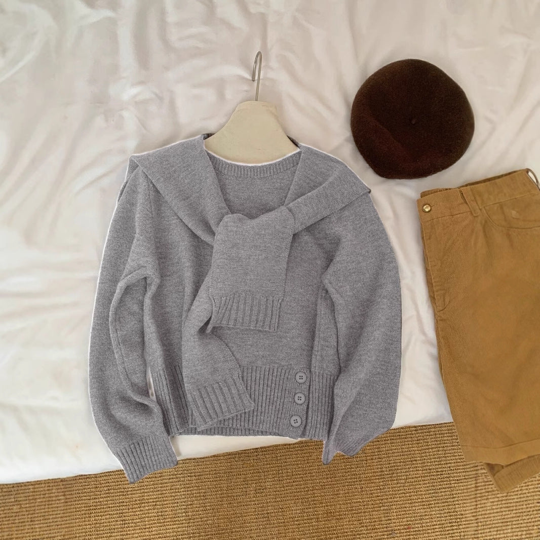 Damer elegant sweater med aftagelig krave Stilla