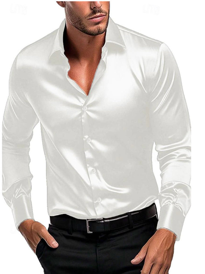 Herrer Hochglans Satin skjorte med moderne snit og elegante detaljer Stilla