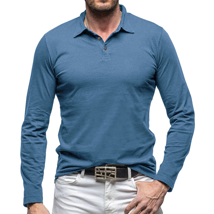 Herrer Langærmet Polo T-shirt med kropsnær pasform og høj kvalitet bomuld Stilla