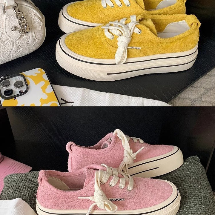 Dame Textureret Plateau Sneakers med Knude Snøring Stilla