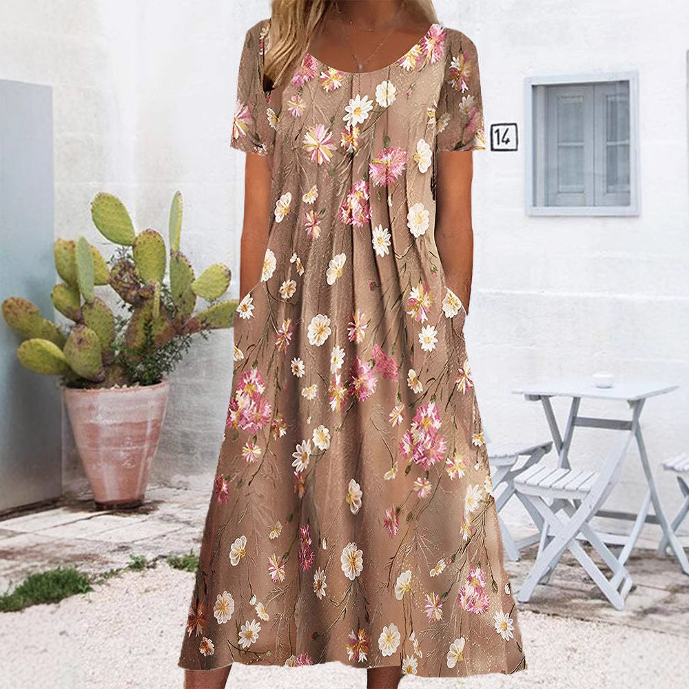 Dame Maxikjole med blomsterdesign og praktiske lommer Stilla