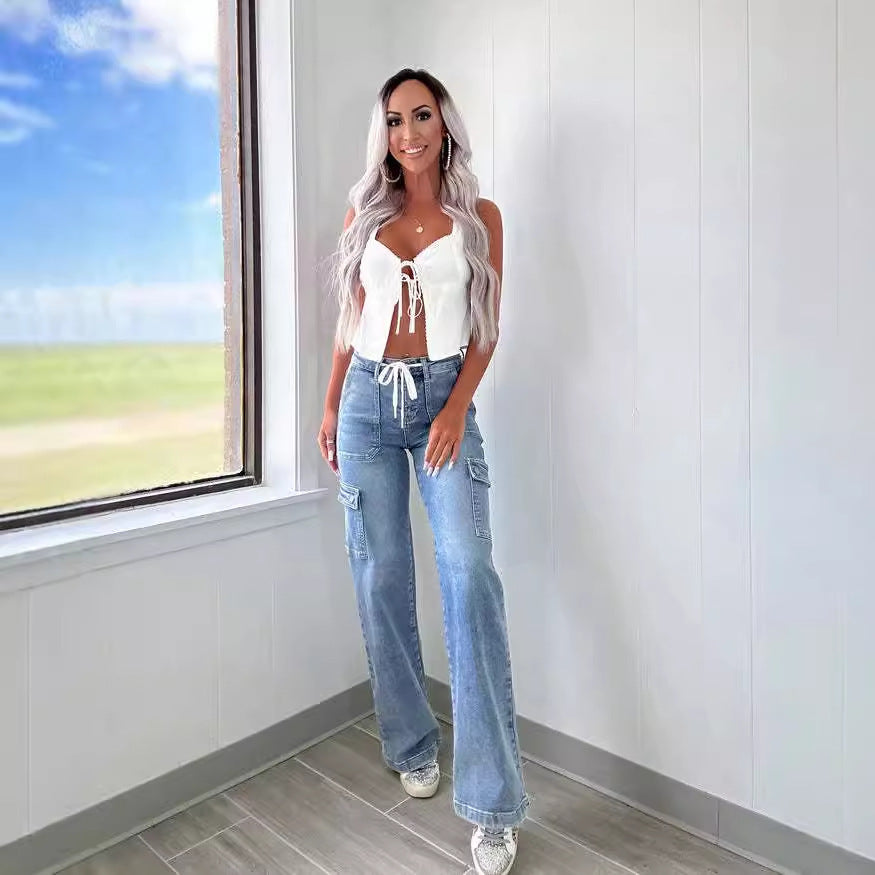 Dame Cargo-jeans med afslappet snit og praktiske sidelommer Stilla