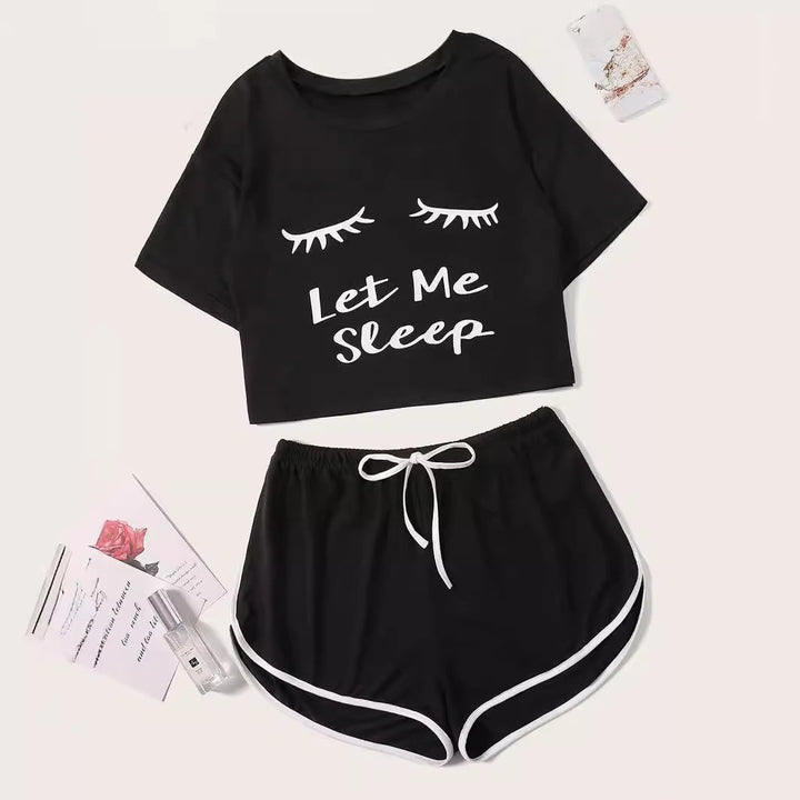 Dame afslappet pyjamasæt med kort top og shorts Stilla