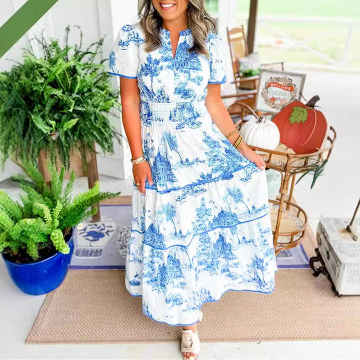 Dame Maxikjole med detaljer i vintage-stil og florale mønstre Stilla
