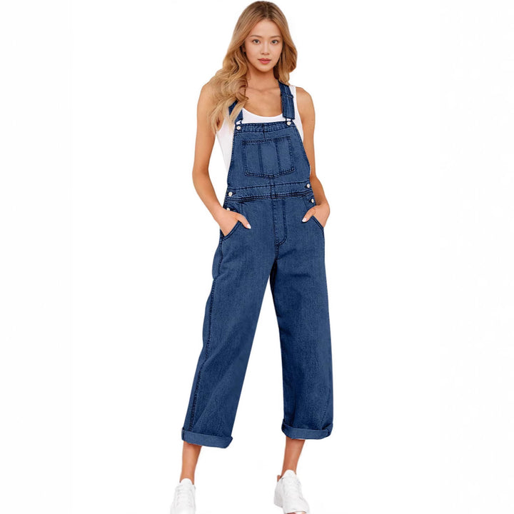 Damer afslappet denim-overalls med praktiske lommer og vide ben Skovae