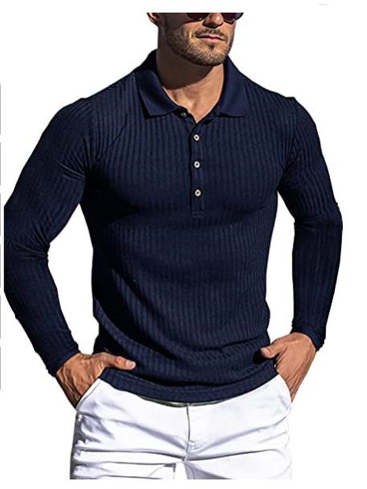 Herre struktureret langærmet polo shirt Stilla