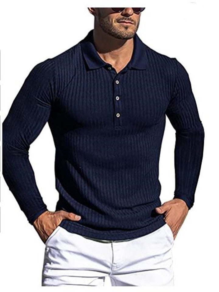 Herre struktureret langærmet polo shirt Stilla