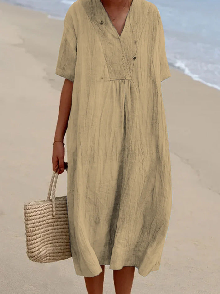 Dame Casual Strandkjole med V-hals og løst design Stilla