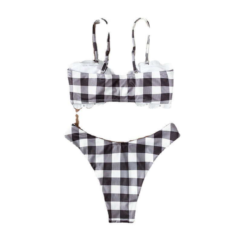 Dame bandeau bikini med legende lagdelte flæser Skovae