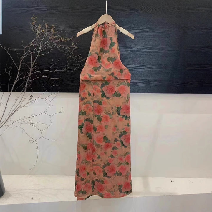 Dame Elegant Blomster Mønster Maxi Kjole Stilla