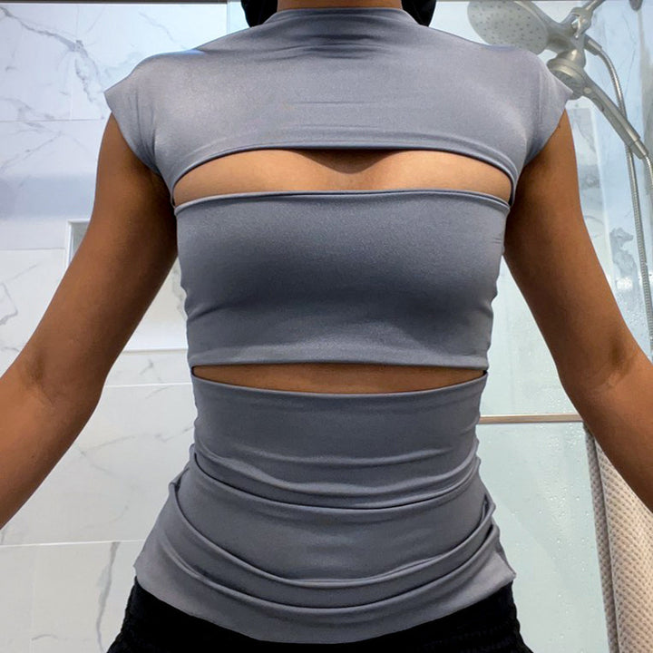 Dame Trendy Oversize-T-Shirt med Cut-Out-Design Stilla