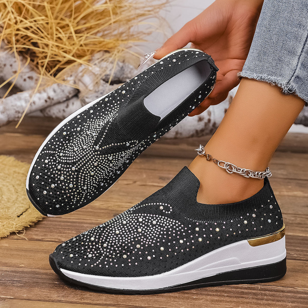 Dame Glitrende Slip-On Sneakers med behagelig sål og elastisk overdel Stilla