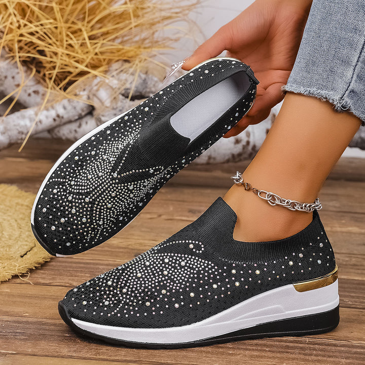 Dame Glitrende Slip-On Sneakers med behagelig sål og elastisk overdel Stilla