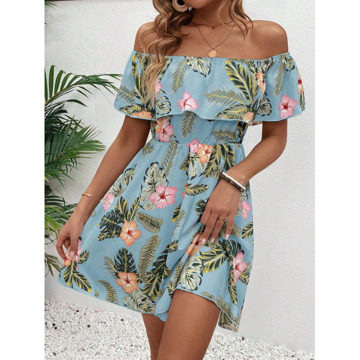 Damen Off-Shoulder Sommerkleid mit floralem Muster Skovae