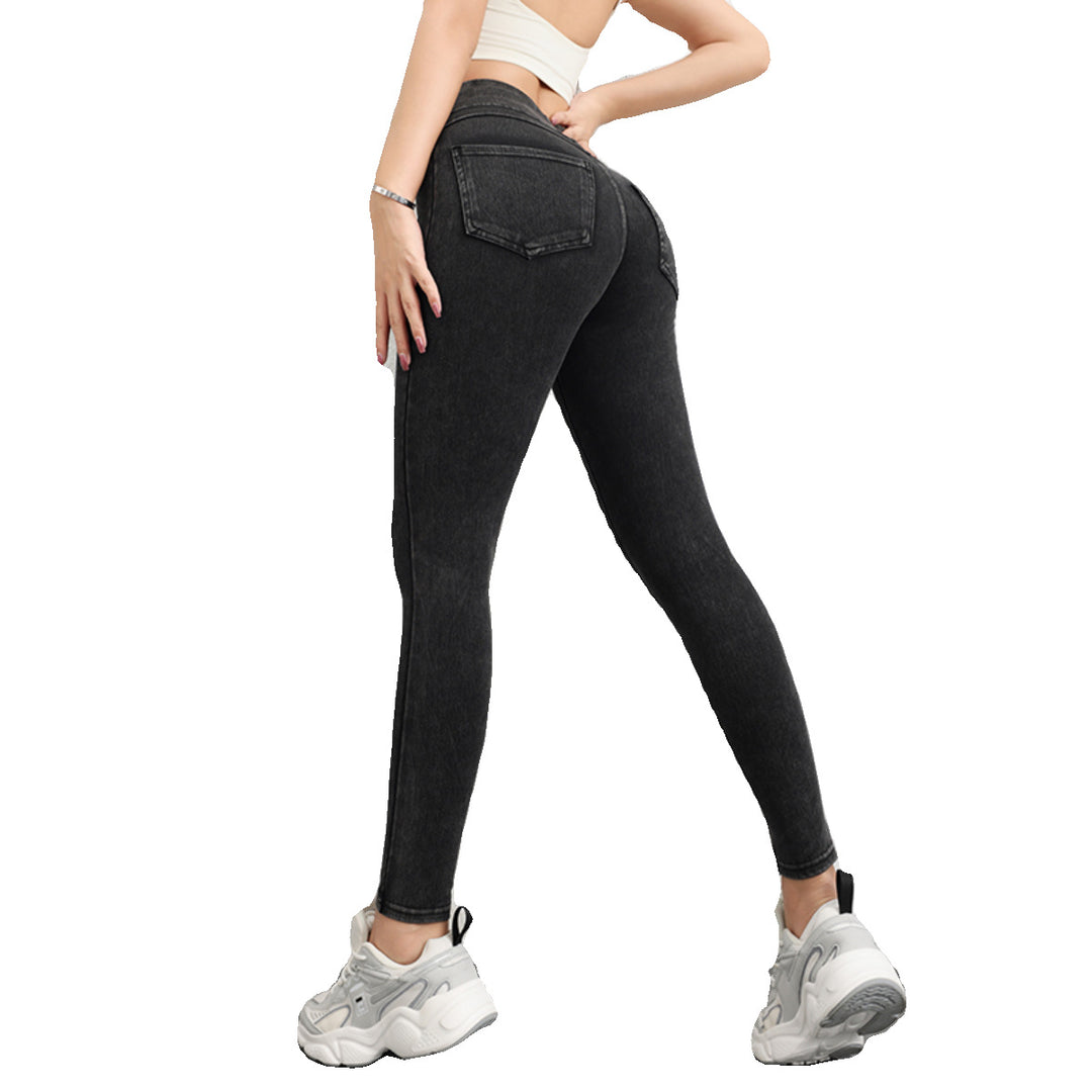 Dame Højtaljede Denim-Leggings med figursyngende snit og elastisk materiale Stilla