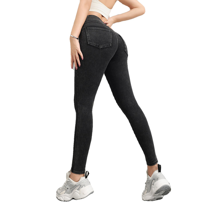Dame Højtaljede Denim-Leggings med figursyngende snit og elastisk materiale Stilla