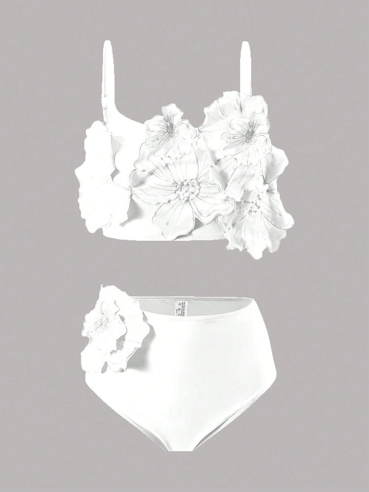 Dame Floral Bikini med voluminøst blomsterdesign Skovae