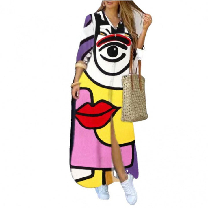 Femme Grafiktryk Maxi Kjole Stilla