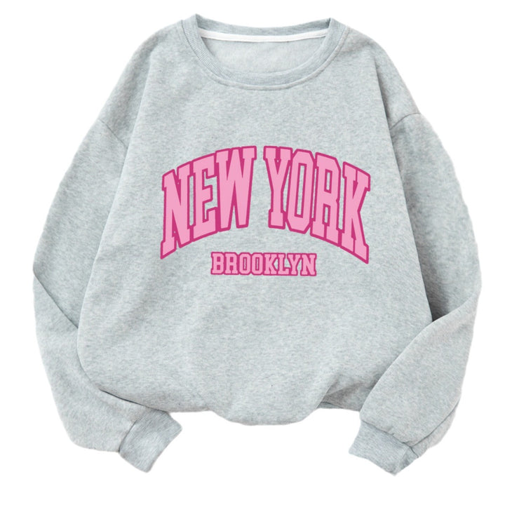 Kvindernes afslappede sweater med iøjnefaldende NYC print Skovae