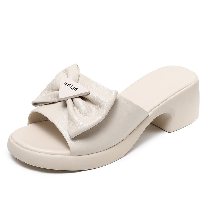 Dame Elegant Sløjfe-Detalje Glidesandaler Stilla