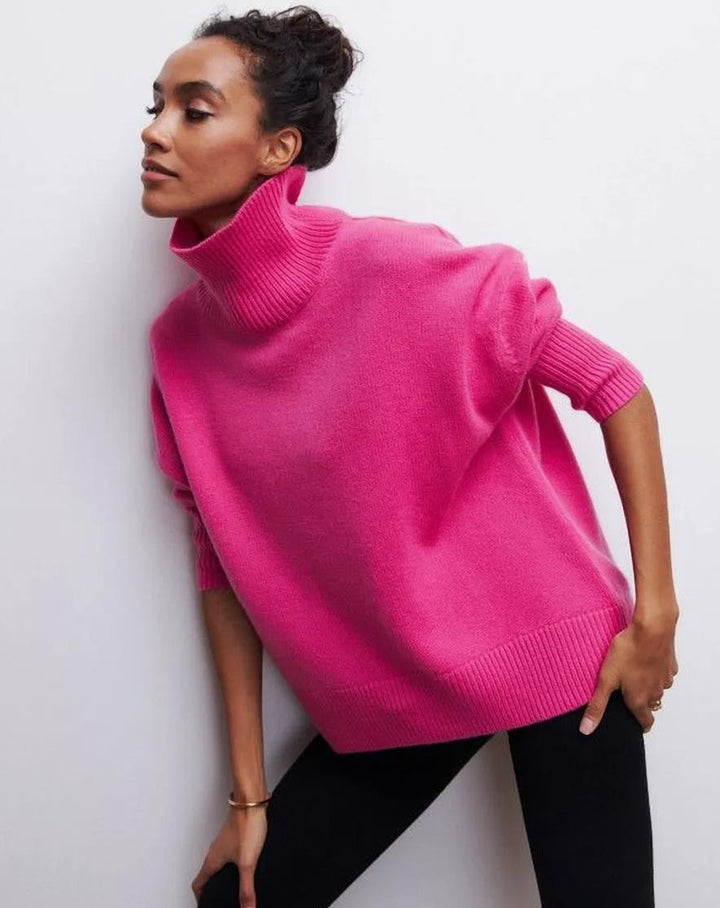 Dame Oversized Halskrave sweater lavet af blødt strik Stilla
