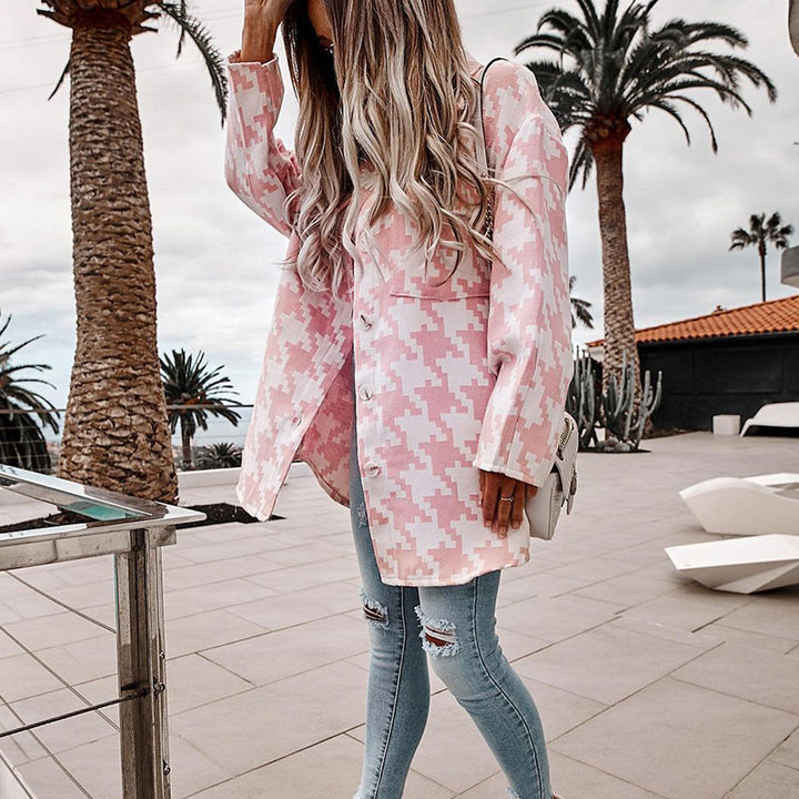 Dame Mønstret Oversized Button-Up Jakke Stilla