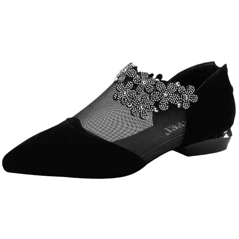 Dame elegante High-Top Ballerinas med sarte blomsterapplikationer Stilla
