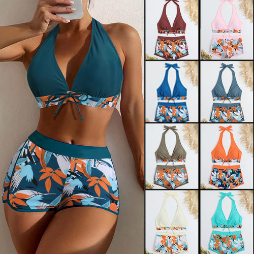Dame bikini sæt med justerbar halter top og moderigtigt mønstret trusse Stilla