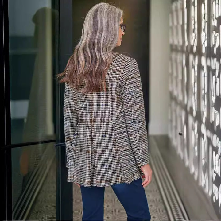 Damer Mode Rutet Blazer i figursyet snit Stilla