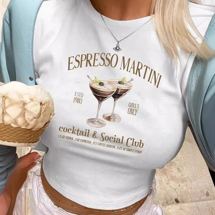 Dame Crop-T-shirt med kreative sløjfe-detaljer Skovae