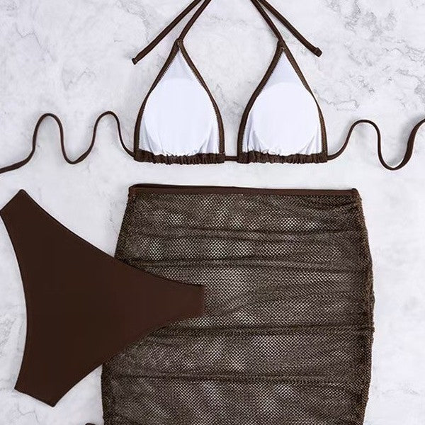 Dame bikini-sæt med foldet nederdel og justerbare stropper Stilla