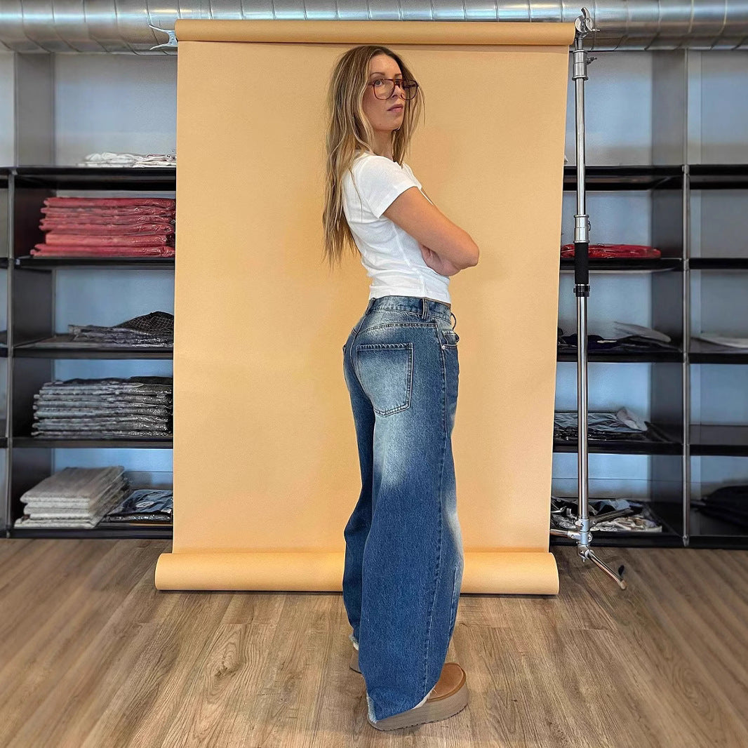Dame bred jeans med moderne snit Stilla