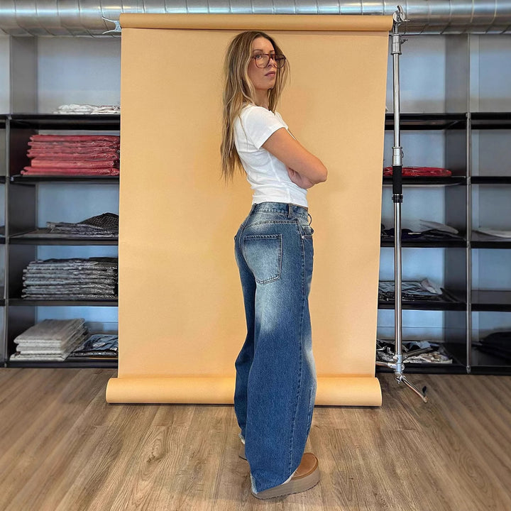 Dame bred jeans med moderne snit Stilla