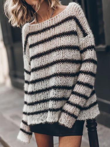 Femme Chunky Stribet Strikpullover Stilla