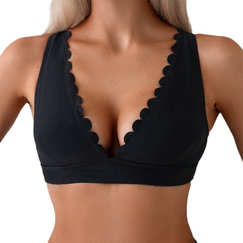Dame bikini top med elegant bølgemønster Skovae
