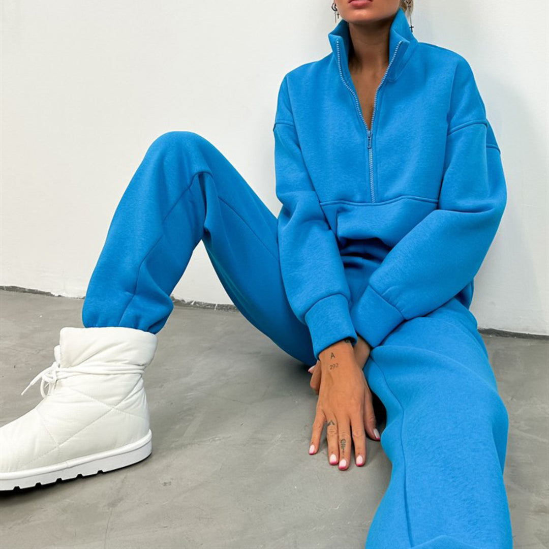 Kvinders fashionable sweatpants med høj krave og lynlås Skovae
