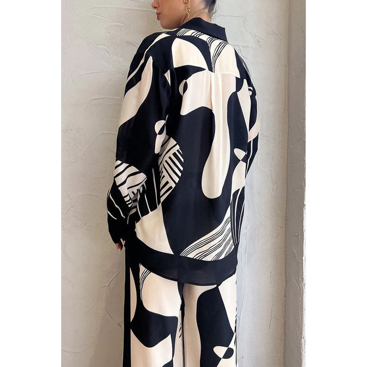 Dame Elegant Sæt med moderne grafikdesign og løs pasform Stiila